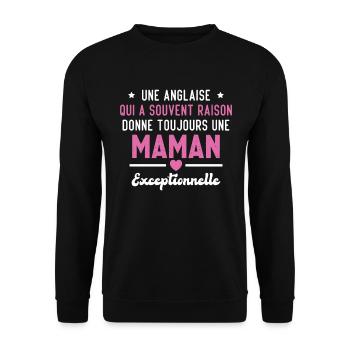 Une anglaise donne toujours maman exceptionnelle - Sweat-shirt Unisexe - noir - Devant - Alina (178cm) & Michal (187cm)