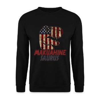 Patriotic Makuahine Dinosaur - Unisex Pullover - Schwarz - Vorne - Alina (178cm) & Michal (187cm)