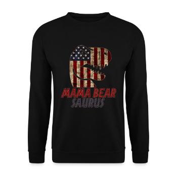 Patriotic Mama bear Dinosaur - Unisex Pullover - Schwarz - Vorne - Alina (178cm) & Michal (187cm)