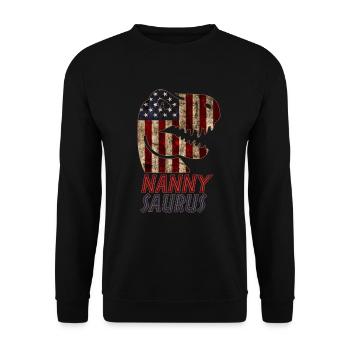 Patriotic Nanny Dinosaur - Unisex Sweatshirt - black - Front - Alina (178cm) & Michal (187cm)