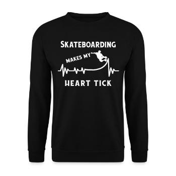 Skateboard Skater Ramp Skating Heartbeat - Unisex Sweatshirt - black - Front - Alina (178cm) & Michal (187cm)