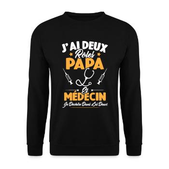 Papa Et Médecin / Cadeau Meilleur Papa Médecin - Sweat-shirt Unisexe - noir - Devant - Alina (178cm) & Michal (187cm)