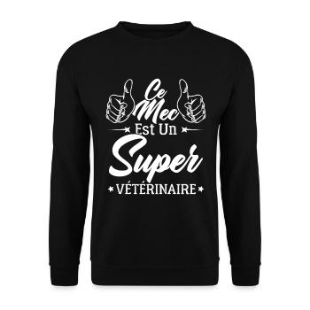 Ce Mec Est Un Super Vétérinaire - Sweat-shirt Unisexe - noir - Devant - Alina (178cm) & Michal (187cm)
