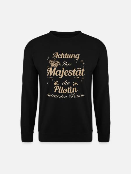 Flugzeug Frauen-Majestät Damen Pilotin - Unisex Pullover - Schwarz