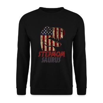 Patriotic Stepmom Dinosaur - Unisex Pullover - Schwarz - Vorne - Alina (178cm) & Michal (187cm)