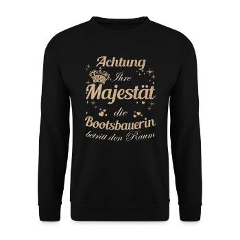 Schiffbauer Frauen-Majestät Damen Bootsbauerin - Unisex Pullover - Schwarz - Vorne - Alina (178cm) & Michal (187cm)