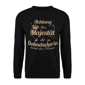 Übersetzer Frauen-Majestät Damen Dolmetscherin - Unisex Pullover - Schwarz - Vorne - Alina (178cm) & Michal (187cm)