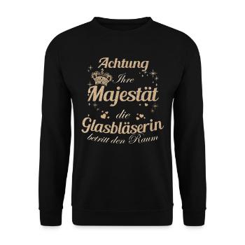 Glaserei Frauen-Majestät Damen Glasbläserin - Unisex Pullover - Schwarz - Vorne - Alina (178cm) & Michal (187cm)