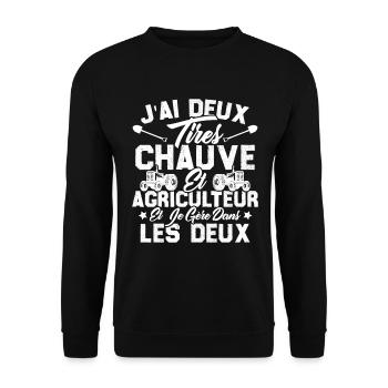 Chauve Agriculteur / Humour Cadeau Agriculture - Sweat-shirt Unisexe - noir - Devant - Alina (178cm) & Michal (187cm)