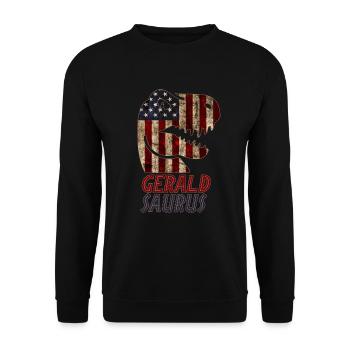 Patriotic Gerald Dinosaur Geraldsaurus - Unisex Sweatshirt - black - Front - Alina (178cm) & Michal (187cm)