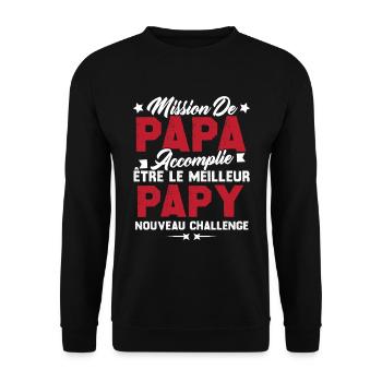 Mission papa accomplie être papy nouveau challenge - Sweat-shirt Unisexe - noir - Devant - Alina (178cm) & Michal (187cm)