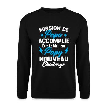 Mission papa accomplie être papy nouveau challenge - Sweat-shirt Unisexe - noir - Devant - Alina (178cm) & Michal (187cm)