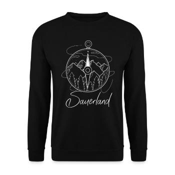 Sauerland Hiking Accessories Climbing Camper-Camping - Unisex Sweatshirt - black - Front - Alina (178cm) & Michal (187cm)