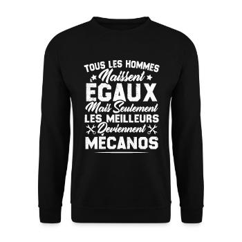 Les Hommes Naissent Egaux - Les Meilleurs Mécanos - Sweat-shirt Unisexe - noir - Devant - Alina (178cm) & Michal (187cm)