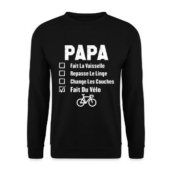 Papa cycliste fête des pères cadeau drôle vélo - Sweat-shirt Unisexe - noir - Devant - Alina (178cm) & Michal (187cm)