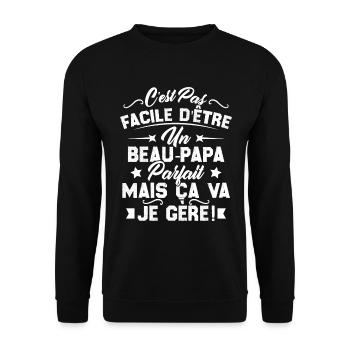 Un beau papa parfait mais ca va je gère - Sweat-shirt Unisexe - noir - Devant - Alina (178cm) & Michal (187cm)
