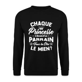 chaque princesse a besoin d'un parrain - Sweat-shirt Unisexe - noir - Devant - Alina (178cm) & Michal (187cm)