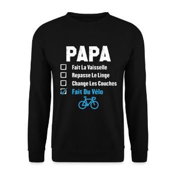 Papa cycliste fête des pères cadeau drôle vélo - Sweat-shirt Unisexe - noir - Devant - Alina (178cm) & Michal (187cm)