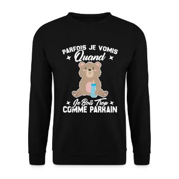 Parfois je vomis quand je bois trop comme parrain - Sweat-shirt Unisexe - noir - Devant - Alina (178cm) & Michal (187cm)