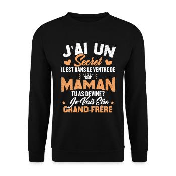 Secret Cadeau Annonce Grossesse Grand-Frère - Sweat-shirt Unisexe - noir - Devant - Alina (178cm) & Michal (187cm)