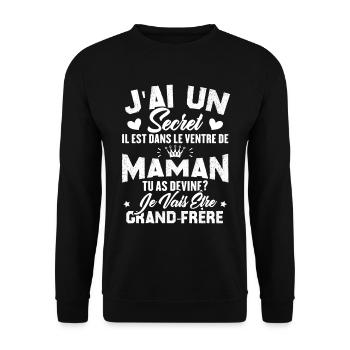 Secret Cadeau Annonce Grossesse Grand-Frère - Sweat-shirt Unisexe - noir - Devant - Alina (178cm) & Michal (187cm)