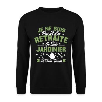 Je Ne Suis Pas À La Retraite Je Suis Jardinier - Sweat-shirt Unisexe - noir - Devant - Alina (178cm) & Michal (187cm)