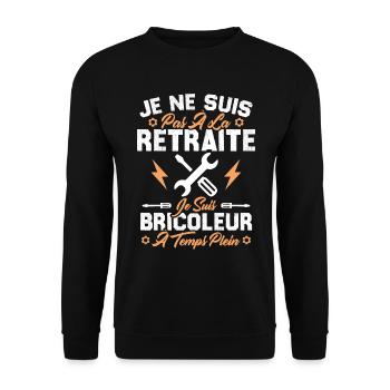 Pas à la retraite je suis bricoleur à temps plein - Sweat-shirt Unisexe - noir - Devant - Alina (178cm) & Michal (187cm)
