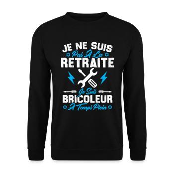 Pas à la retraite je suis bricoleur à temps plein - Sweat-shirt Unisexe - noir - Devant - Alina (178cm) & Michal (187cm)