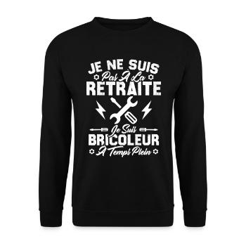 Pas à la retraite je suis bricoleur à temps plein - Sweat-shirt Unisexe - noir - Devant - Alina (178cm) & Michal (187cm)