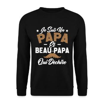 Je suis un papa et beau papa qui déchire - Sweat-shirt Unisexe - noir - Devant - Alina (178cm) & Michal (187cm)