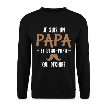 Je suis un papa et beau papa qui déchire - Sweat-shirt Unisexe - noir - Devant - Alina (178cm) & Michal (187cm)