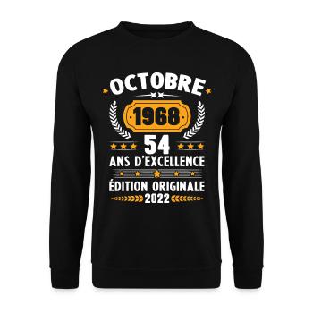 Cadeau D'anniversaire Rétro 54 Ans Octobre 1968 - Sweat-shirt Unisexe - noir - Devant - Alina (178cm) & Michal (187cm)