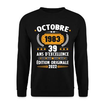 Cadeau D'anniversaire Rétro 39 Ans Octobre 1983 - Sweat-shirt Unisexe - noir - Devant - Alina (178cm) & Michal (187cm)