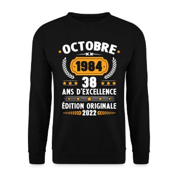Cadeau D'anniversaire Rétro 38 Ans Octobre 1984 - Sweat-shirt Unisexe - noir - Devant - Alina (178cm) & Michal (187cm)