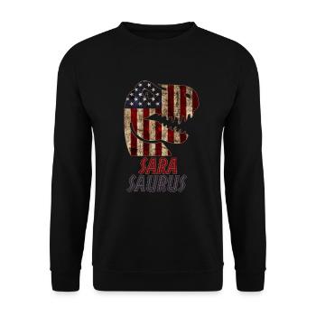 Patriotic Sara Dinosaur Sarasaurus - Unisex Sweatshirt - black - Front - Alina (178cm) & Michal (187cm)