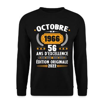 Cadeau D'anniversaire Rétro 56 Ans Septembre 1966 - Sweat-shirt Unisexe - noir - Devant - Alina (178cm) & Michal (187cm)