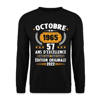 Cadeau D'anniversaire Rétro 57 Ans Septembre 1965 - Sweat-shirt Unisexe - noir - Devant - Alina (178cm) & Michal (187cm)