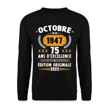 Cadeau D'anniversaire Rétro 75 Ans Septembre 1947 - Sweat-shirt Unisexe - noir - Devant - Alina (178cm) & Michal (187cm)