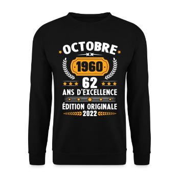 Cadeau D'anniversaire Rétro 62 Ans Septembre 1960 - Sweat-shirt Unisexe - noir - Devant - Alina (178cm) & Michal (187cm)