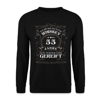 Whisky 55. Geburtstag 55 Jahre Sprüche bin wie - Unisex Pullover - Schwarz - Vorne - Alina (178cm) & Michal (187cm)