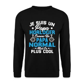 Je Suis Un Papa Horloger Comme Un Papa Normal - Sweat-shirt Unisexe - noir - Devant - Alina (178cm) & Michal (187cm)