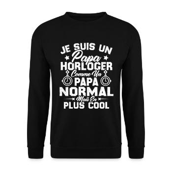 Je Suis Un Papa Horloger Comme Un Papa Normal - Sweat-shirt Unisexe - noir - Devant - Alina (178cm) & Michal (187cm)