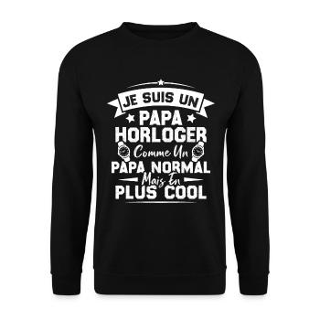 Je Suis Un Papa Horloger Comme Un Papa Normal - Sweat-shirt Unisexe - noir - Devant - Alina (178cm) & Michal (187cm)