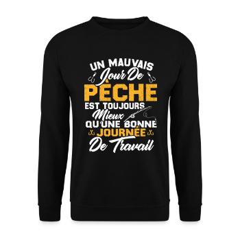 Un mauvais jour de Pêche est toujours mieux - Sweat-shirt Unisexe - noir - Devant - Alina (178cm) & Michal (187cm)