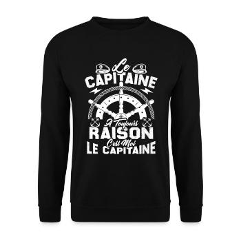 Le Capitaine A Toujours Raison C'est Moi Capitaine - Sweat-shirt Unisexe - noir - Devant - Alina (178cm) & Michal (187cm)
