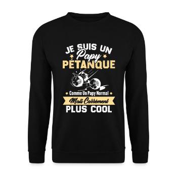 Un Papy Pétanque Comme Un Papy Normal - Sweat-shirt Unisexe - noir - Devant - Alina (178cm) & Michal (187cm)