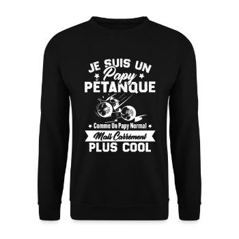 Un Papy Pétanque Comme Un Papy Normal - Sweat-shirt Unisexe - noir - Devant - Alina (178cm) & Michal (187cm)