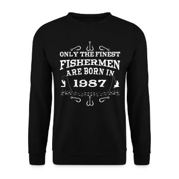 Angler born 1987 birthday - Unisex Sweatshirt - black - Front - Alina (178cm) & Michal (187cm)