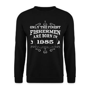 Angler Jahrgang 1985 Geburtstag geboren - Unisex Pullover - Schwarz - Vorne - Alina (178cm) & Michal (187cm)
