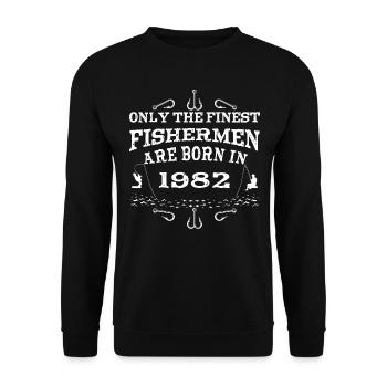 Angler born 1982 birthday - Unisex Sweatshirt - black - Front - Alina (178cm) & Michal (187cm)